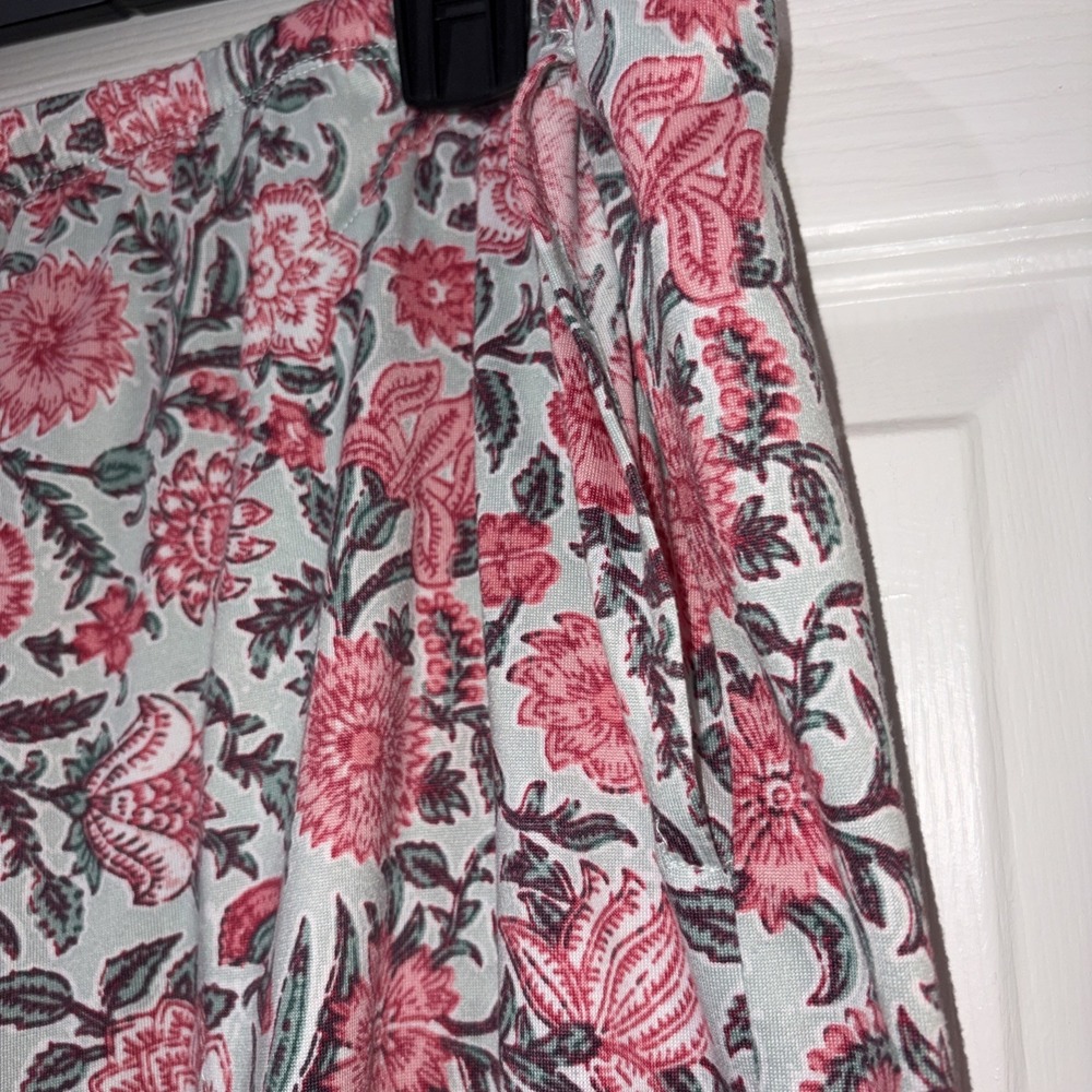 Flora Nikrooz Pajama Set Women XL Pink Green Floral Print Top & Pants Sleepwear - Picture 9 of 15